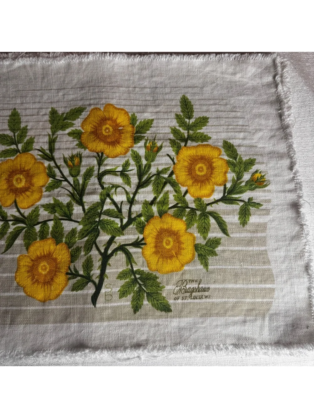Vintage The Bradshaws of St. Lucia Set of 6 Yellow Floral Linen Placemats 12x16